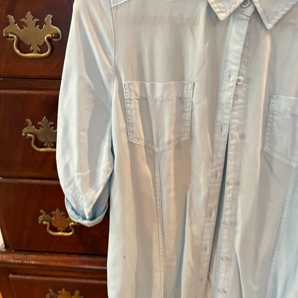 Chico's Maxi Pocket Shirt Dress Sky Blue Size 2 NWOT - Picture 4 of 6